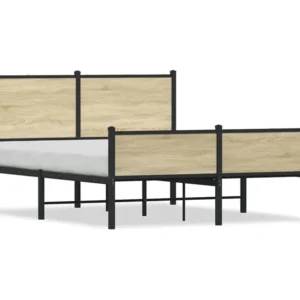 Estrutura de cama sem colchão 140x190 cm metálico carvalho sonoma