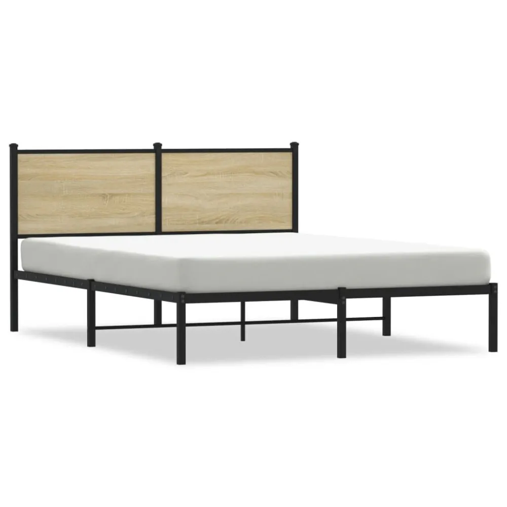 Estrutura de cama sem colchão 150x200cm metálico carvalho sonoma