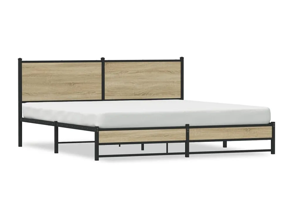 Estrutura de cama sem colchão 183x213cm metálico carvalho sonoma