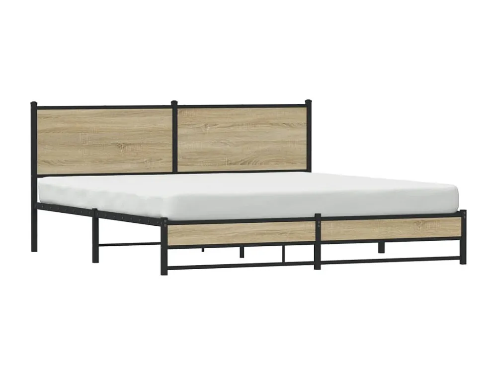 Estrutura de cama sem colchão 183x213cm metálico carvalho sonoma