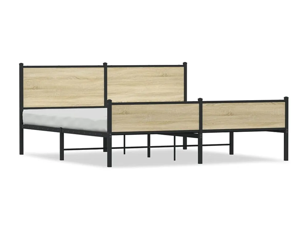 Estrutura de cama sem colchão 183x213cm metálico carvalho sonoma