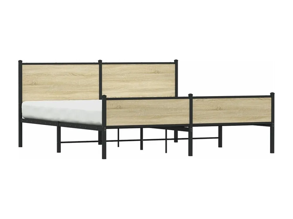 Estrutura de cama sem colchão 183x213cm metálico carvalho sonoma