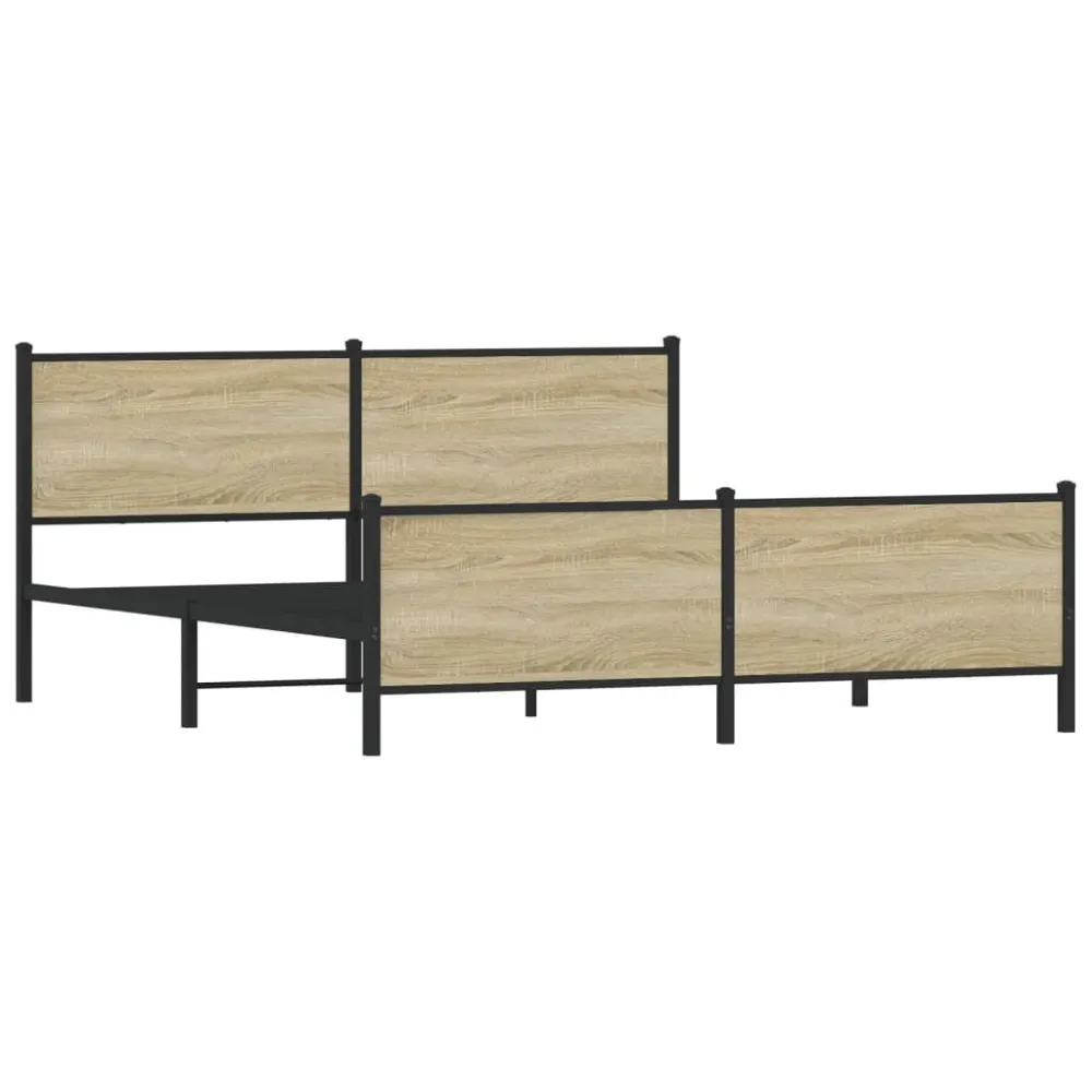 Estrutura de cama sem colchão 200x200cm metálico carvalho sonoma