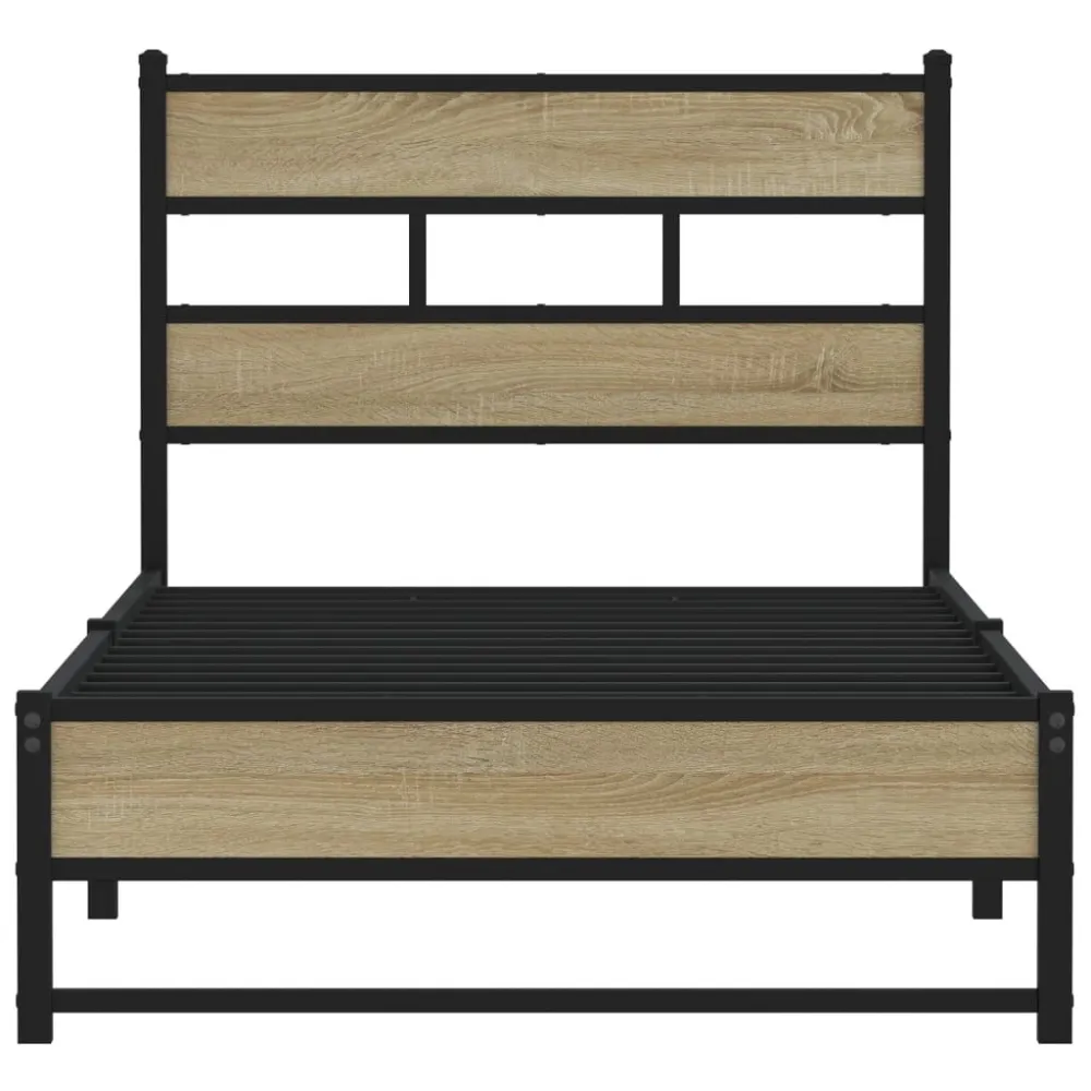 Estrutura de cama sem colchão 90x200 cm metálico carvalho sonoma