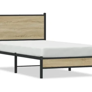 Estrutura de cama sem colchão 90x200 cm metálico carvalho sonoma