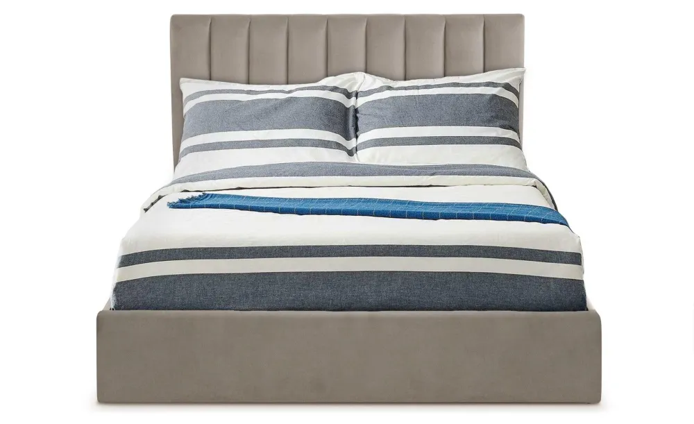 Lit Coffre Songe + Sommier Velours Argent 160cm