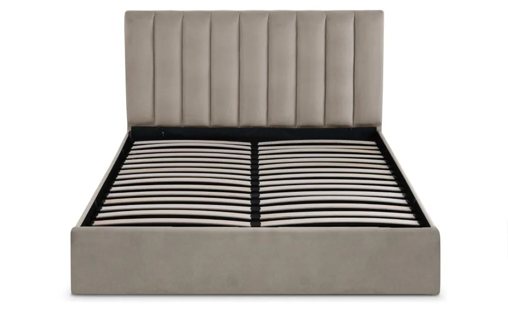 Lit Coffre Songe + Sommier Velours Argent 160cm