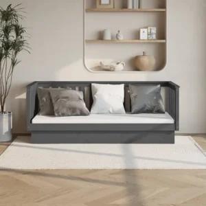 Sofá-cama 75x190 cm madeira de pinho maciç cinzento
