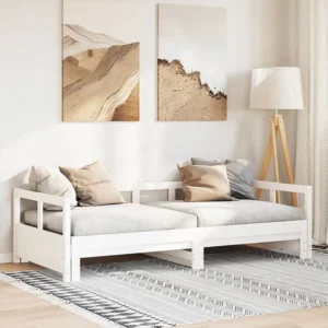 Sofá-cama sem colchão 90x200 cm madeira de pinho maciç branco