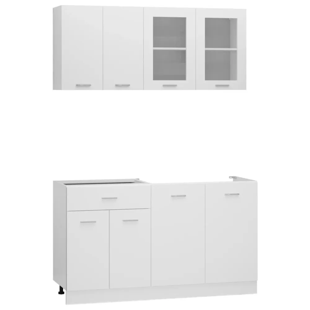 4 pcs conjunto armários de cozinha contraplacado branco | Design Escandinavo |