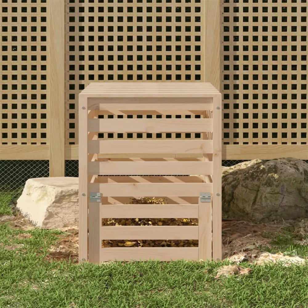 Caixote de compostagem 63,5x63,5x77,5cm madeira de pinho maciç Compostor de 2 Câmaras