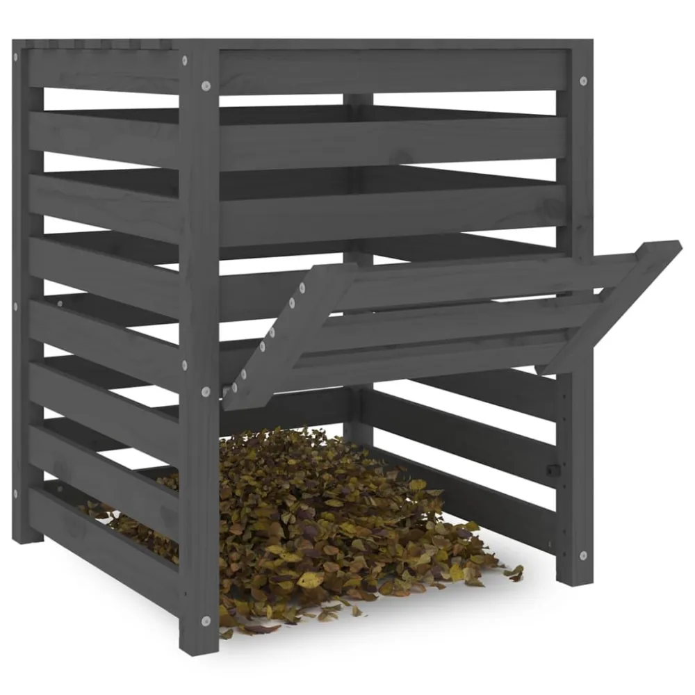 Caixote de Recolha Caixote de compostagem 63,5x63,5x77,5cm pinho maciço cinzento