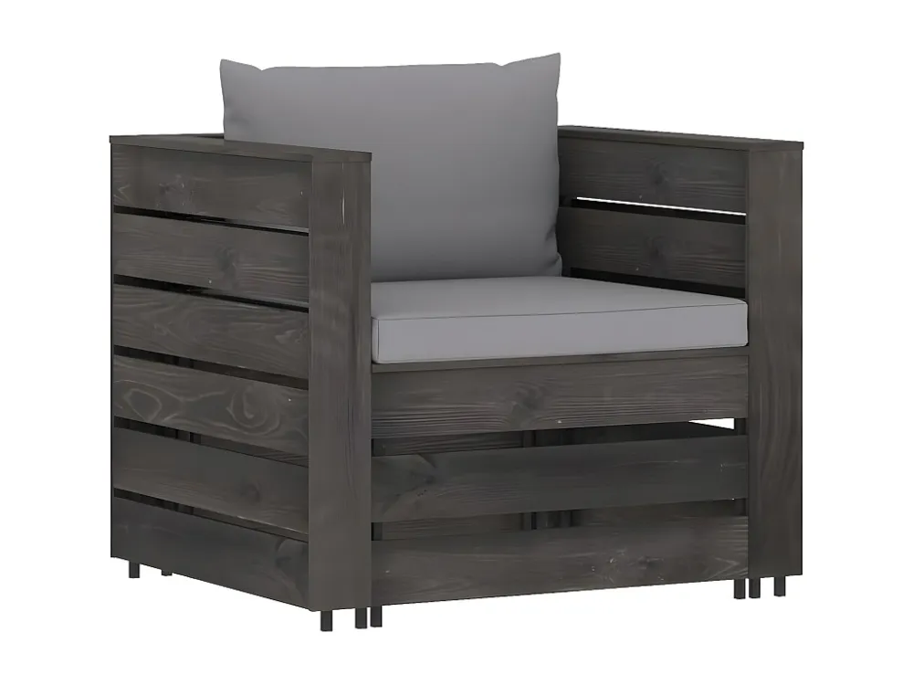 2 peças conj. lounge jardim + almofadões madeira impreg. cinzento Clicnbuy