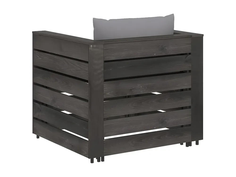 2 peças conj. lounge jardim + almofadões madeira impreg. cinzento Clicnbuy