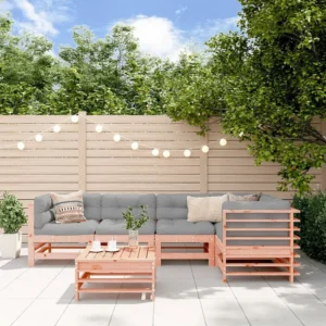 6 peças conj. lounge jardim com almofadões madeira douglas maciç Clicnbuy