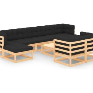 10 peças conj. lounge jardim com almofadões pinho maciço antracite Clicnbuy