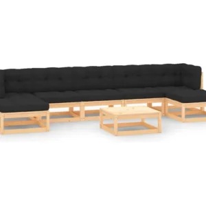 8 peças conj. lounge jardim com almofadões antracite pinho maciço Clicnbuy