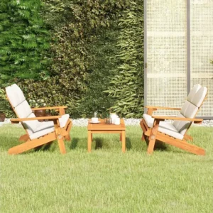 3 peças conjunto lounge de jardim Adirondack acácia maciç Clicnbuy