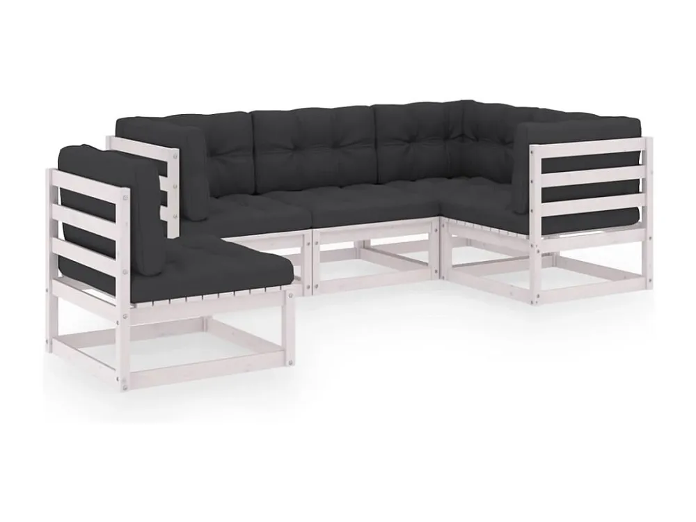 5 peças conjunto lounge de jardim com almofadões pinho maciço Clicnbuy