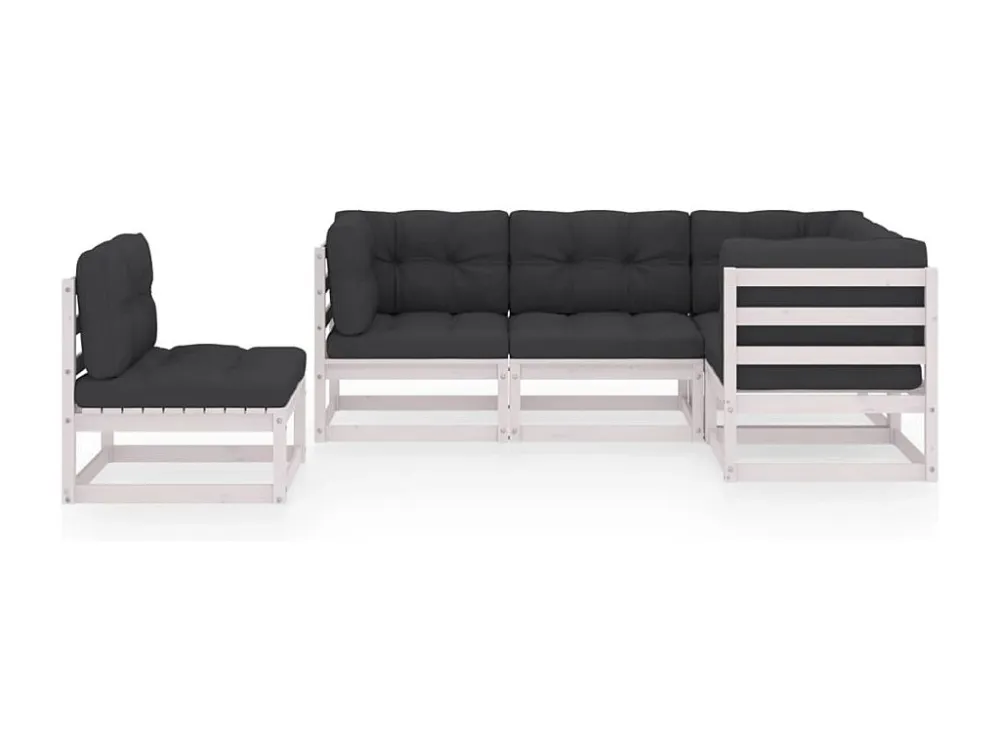 5 peças conjunto lounge de jardim com almofadões pinho maciço Clicnbuy