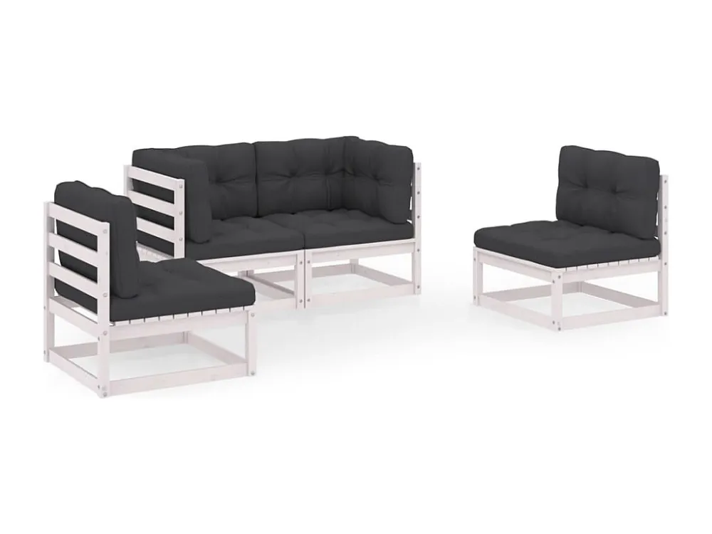 4 peças conjunto lounge de jardim com almofadões pinho maciço Clicnbuy