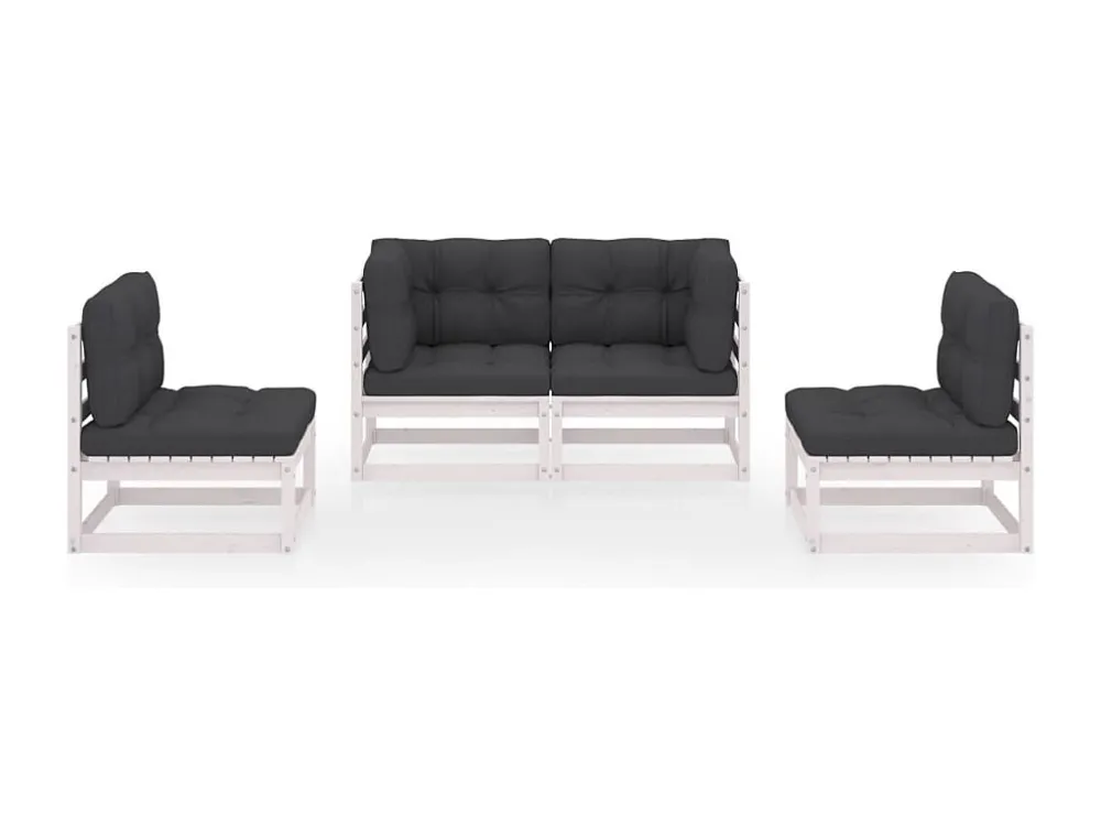 4 peças conjunto lounge de jardim com almofadões pinho maciço Clicnbuy