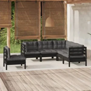 5 peças conjunto lounge de jardim com almofadões pinho maciço Clicnbuy