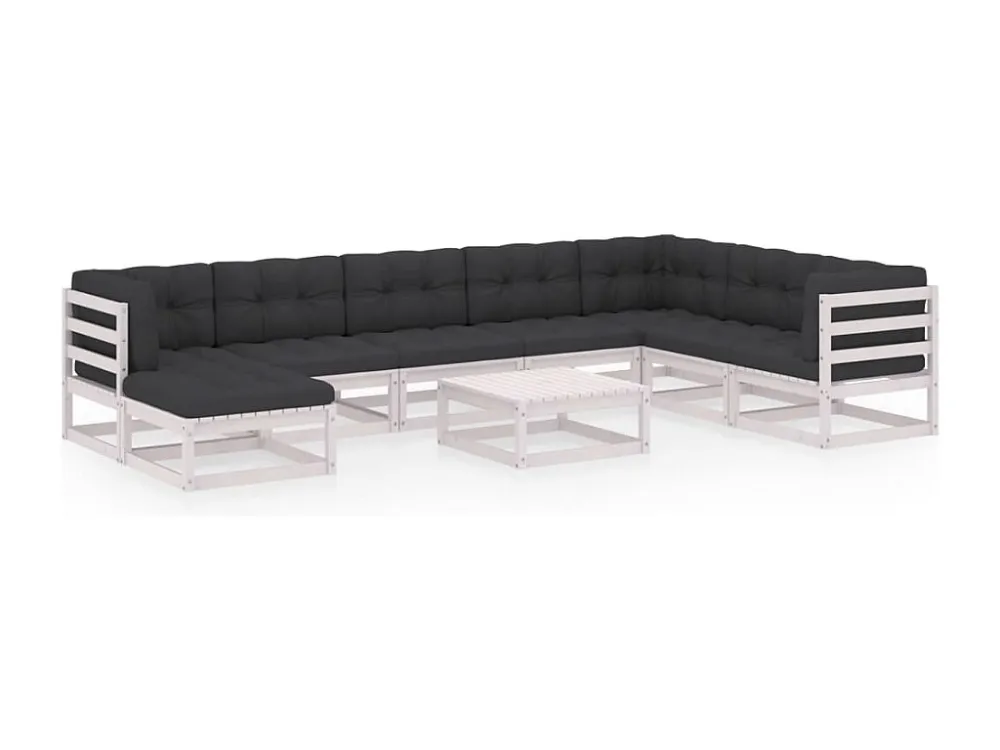 9 peças conjunto lounge de jardim com almofadões pinho maciço Clicnbuy