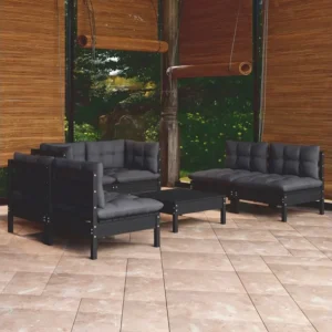7 peças conjunto lounge jardim com almofadões pinho maciço Clicnbuy