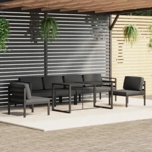 7 peças conjunto lounge jardim com almofadões alumínio antracite Clicnbuy