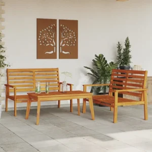 3 peças conjunto lounge de jardim madeira de acácia maciç Clicnbuy