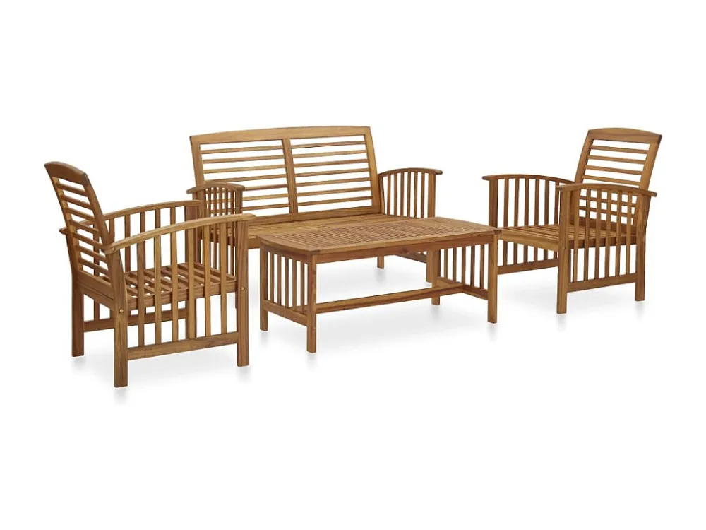 4 peças conjunto lounge de jardim madeira de acácia maciç Clicnbuy