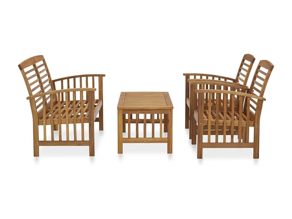 4 peças conjunto lounge de jardim madeira de acácia maciç Clicnbuy