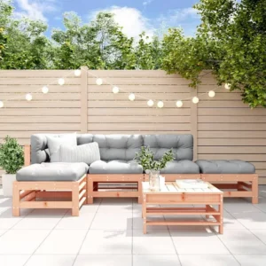 6 peças conjunto lounge de jardim madeira de douglas maciç Clicnbuy