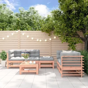 6 peças conjunto lounge de jardim madeira de douglas maciç Clicnbuy