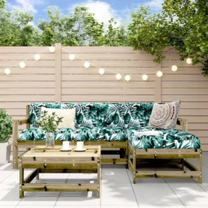 5 peças conjunto lounge de jardim madeira de pinho impregnada Clicnbuy