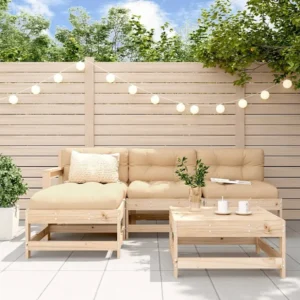 5 peças conjunto lounge de jardim madeira de pinho maciç Clicnbuy
