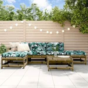 6 peças conjunto lounge de jardim madeira de pinho impregnada Clicnbuy