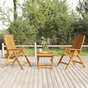 3 peças conjunto lounge de jardim madeira de teca maciç Clicnbuy