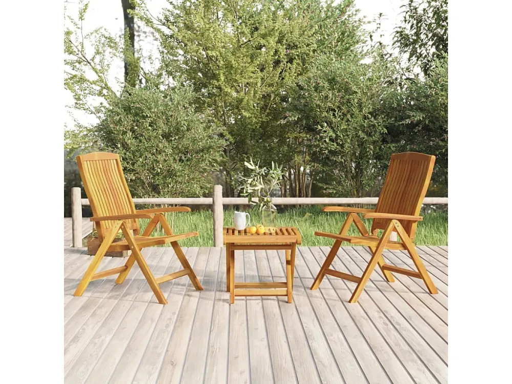 3 peças conjunto lounge de jardim madeira de teca maciç Clicnbuy