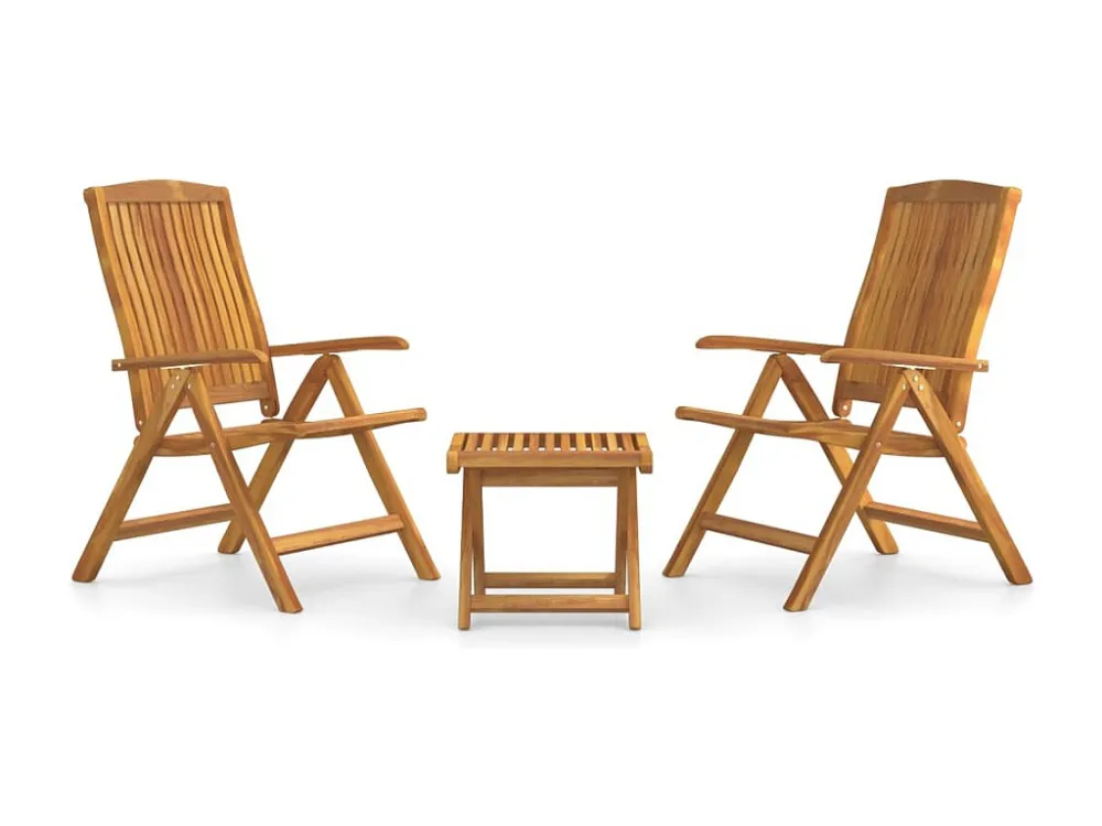3 peças conjunto lounge de jardim madeira de teca maciç Clicnbuy