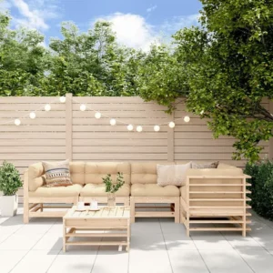 6 peças conjunto lounge de jardim pinho maciço Clicnbuy