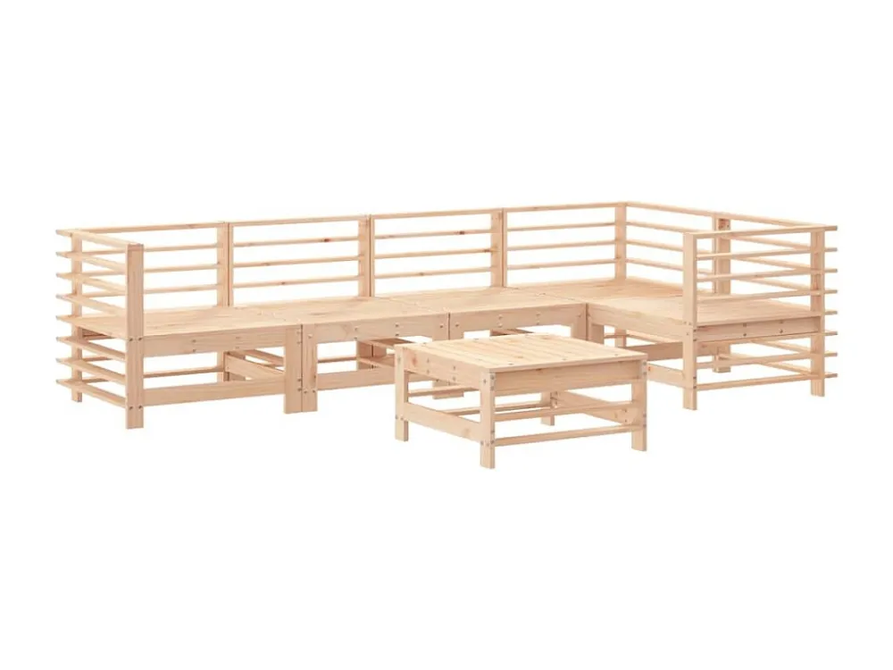 6 peças conjunto lounge de jardim pinho maciço Clicnbuy