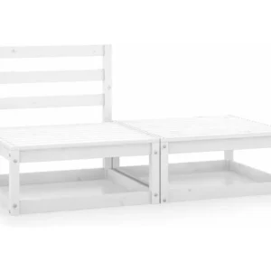 2 peças conjunto lounge de jardim pinho maciço branco Clicnbuy