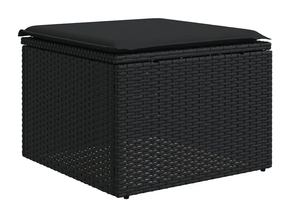 8 peças conjunto sofás de jardim com almofadões vime PE preto Clicnbuy