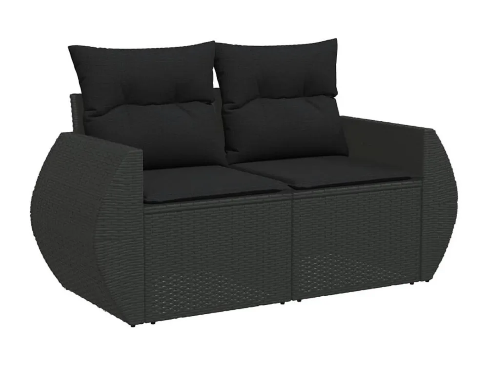 8 peças conjunto sofás de jardim com almofadões vime PE preto Clicnbuy