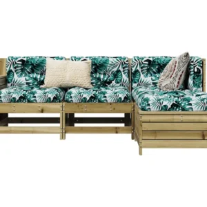 4 peças conjunto sofás de jardim madeira de pinho impregnada Clicnbuy