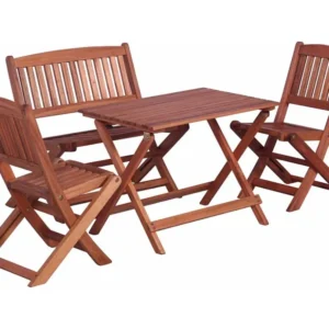 Conjunto jantar ext. infantil 4 peças madeira de eucalipto maciç Clicnbuy