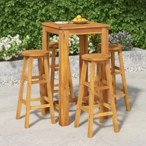 Conjunto de jantar para jardim 5 peças madeira de acácia maciç Clicnbuy