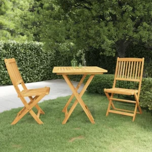3 peças conjunto jantar dobrável para jardim madeira acácia maciç Clicnbuy